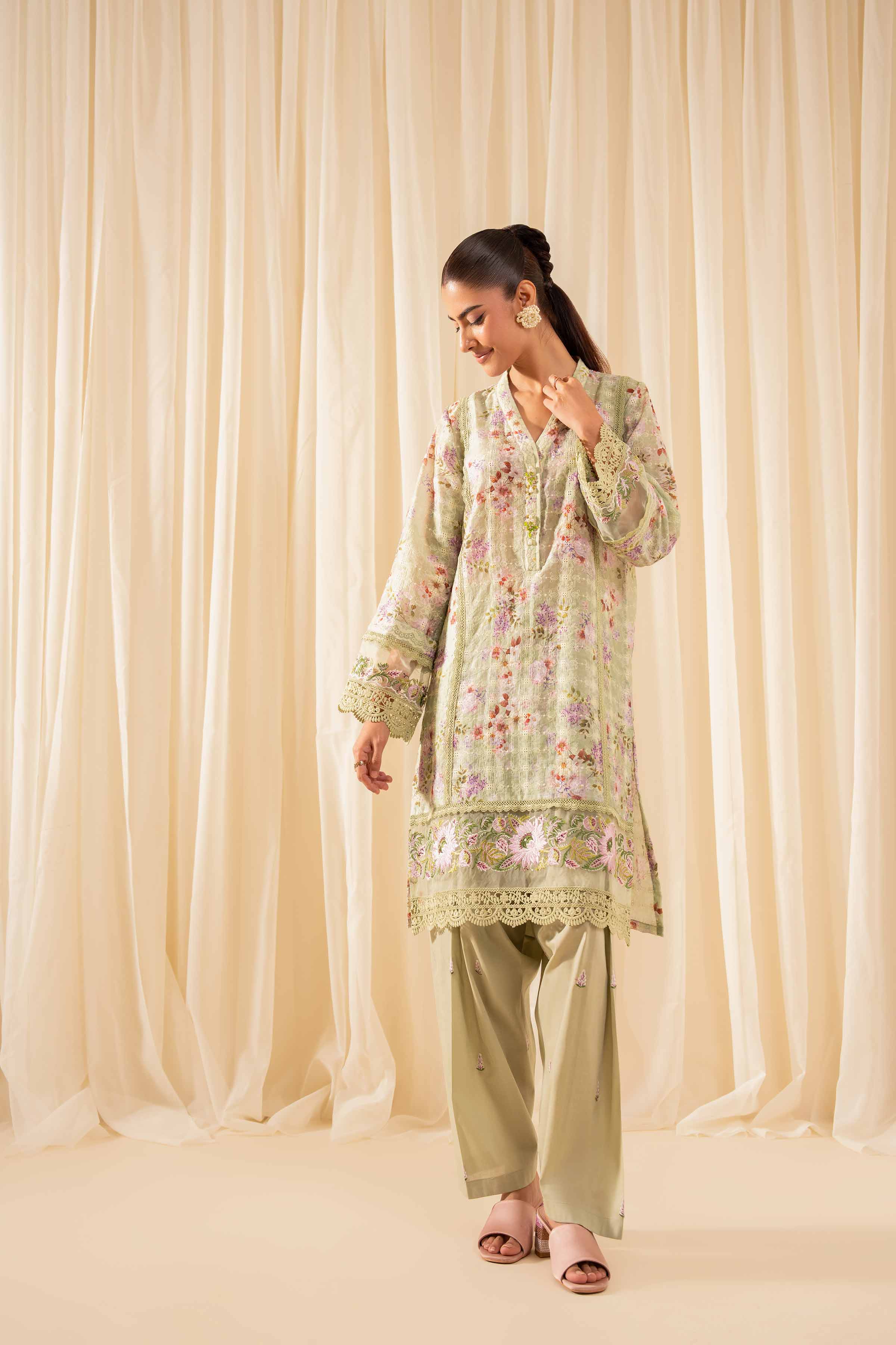 2 Piece - Printed Embroidered Suit - PFE25-34