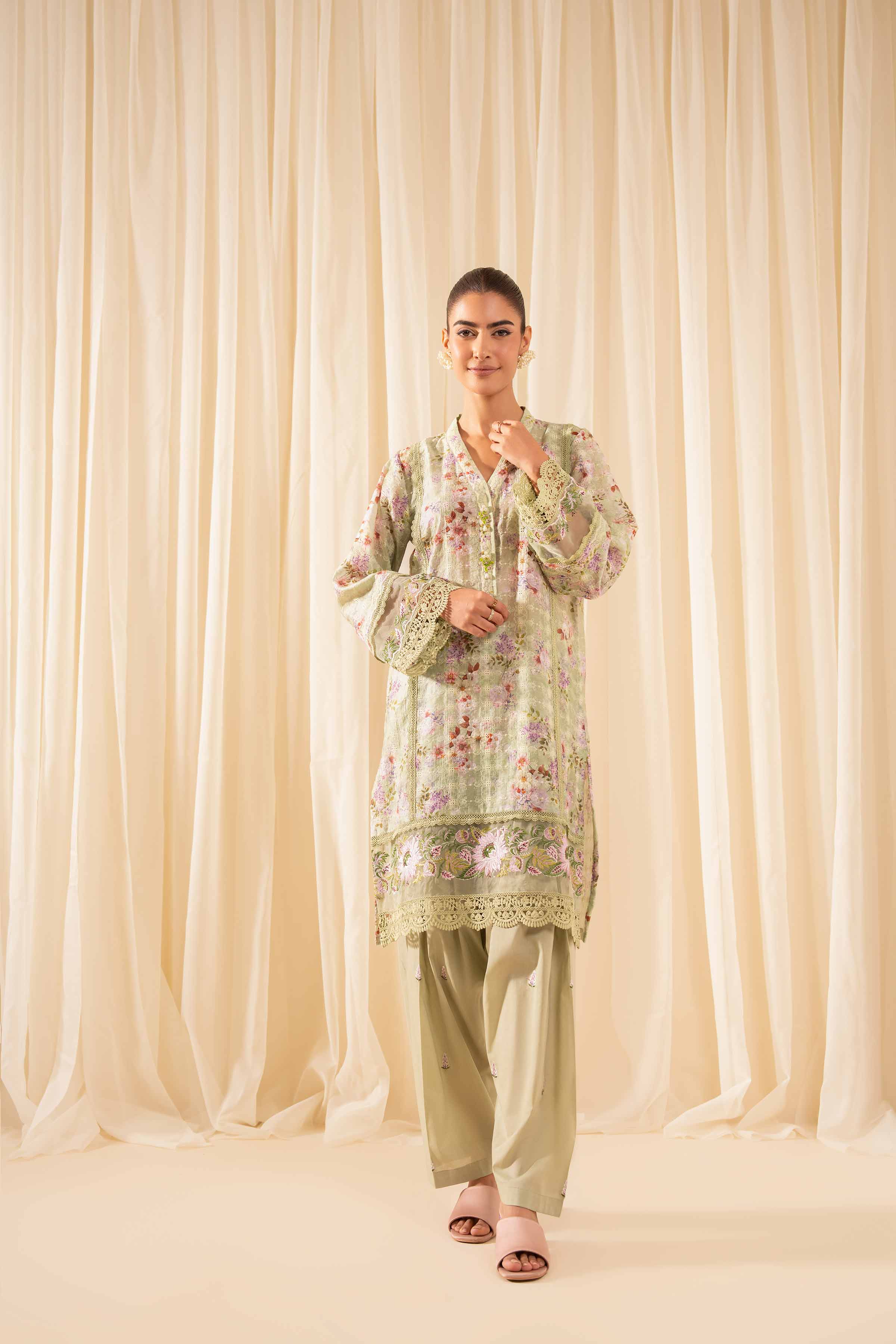 2 Piece - Printed Embroidered Suit - PFE25-34