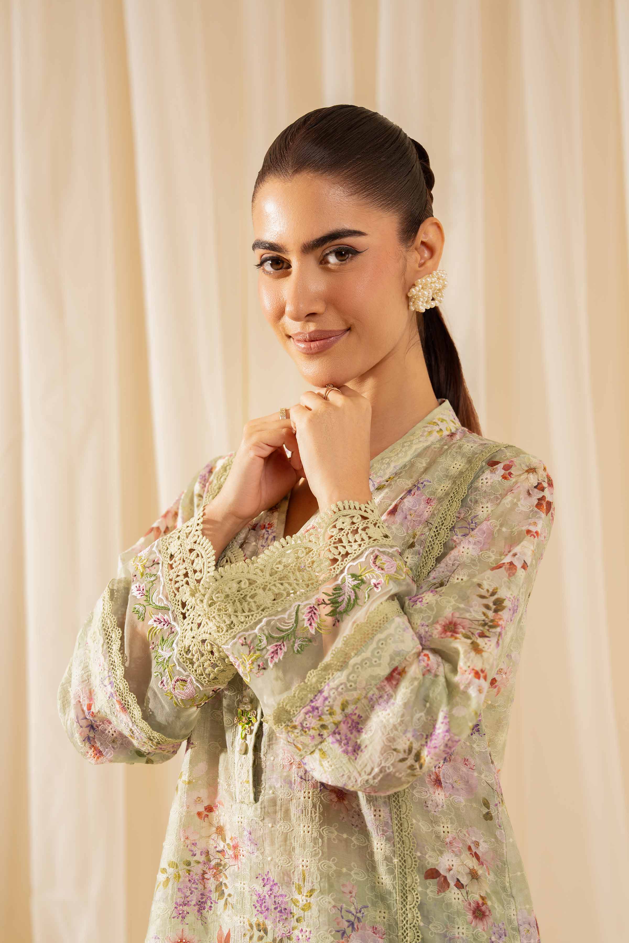 2 Piece - Printed Embroidered Suit - PFE25-34