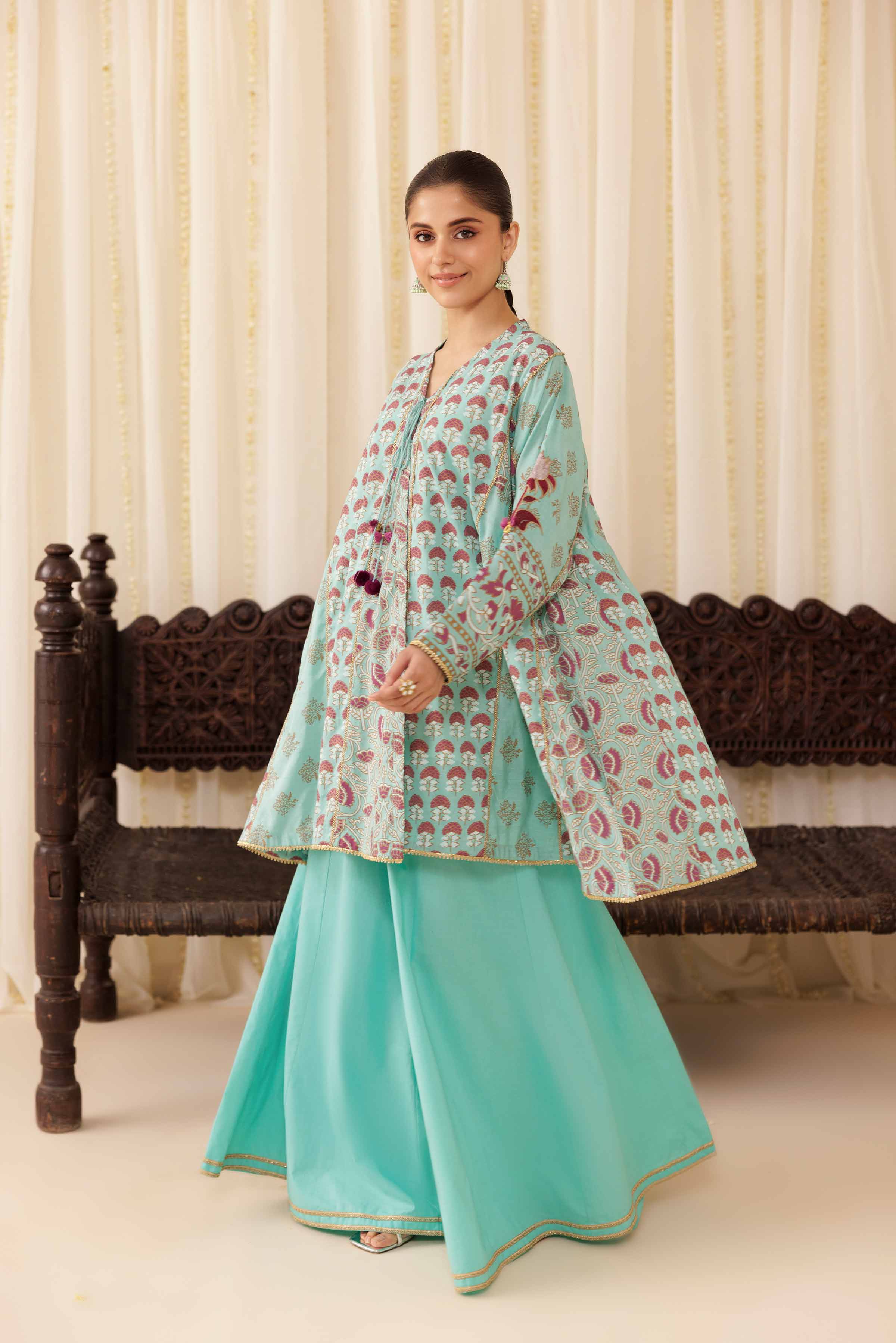 2 Piece - Printed Embroidered Suit - PFE25-47