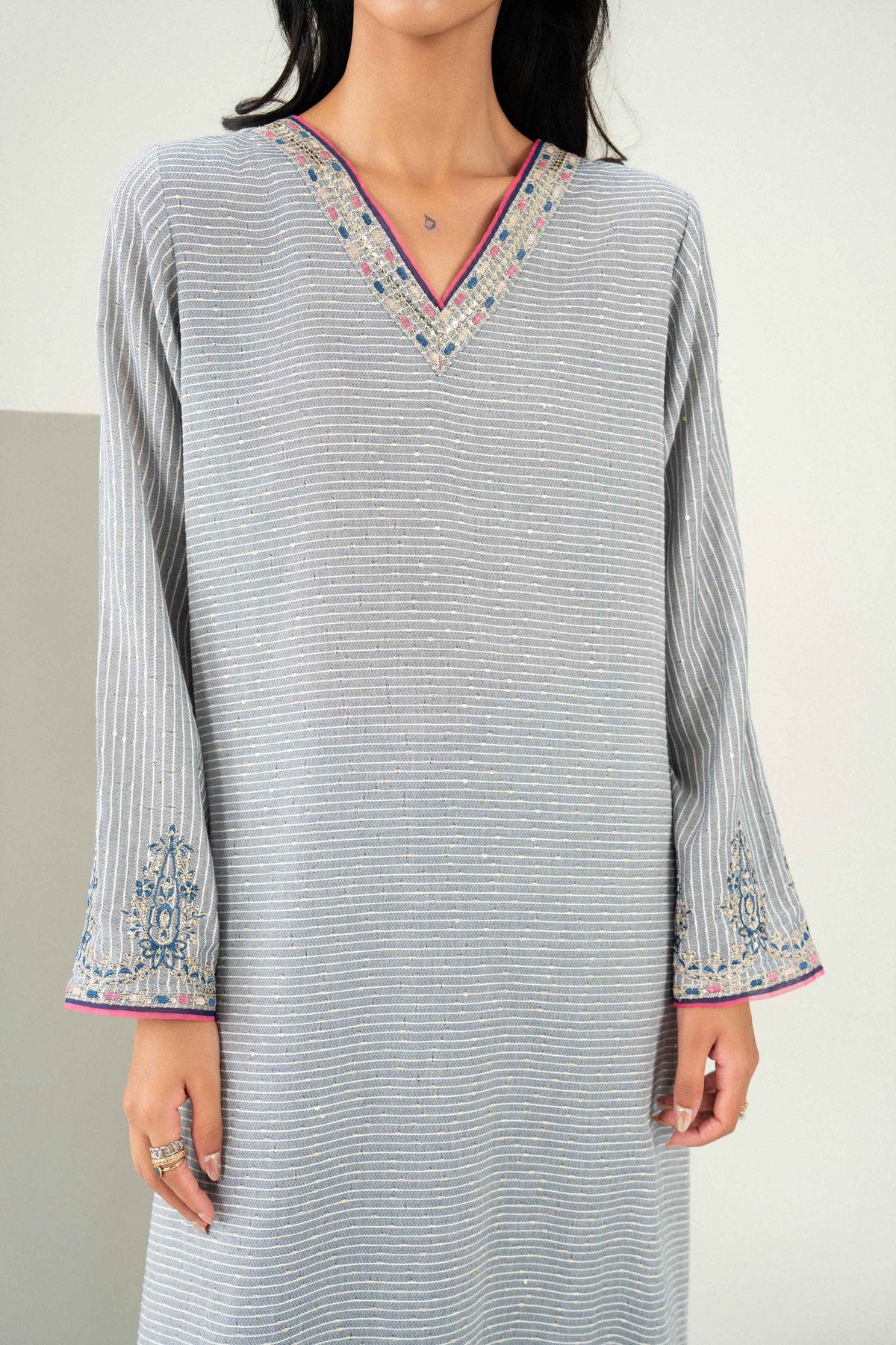 3 Piece - Printed Embroidered Suit - PFE26-46