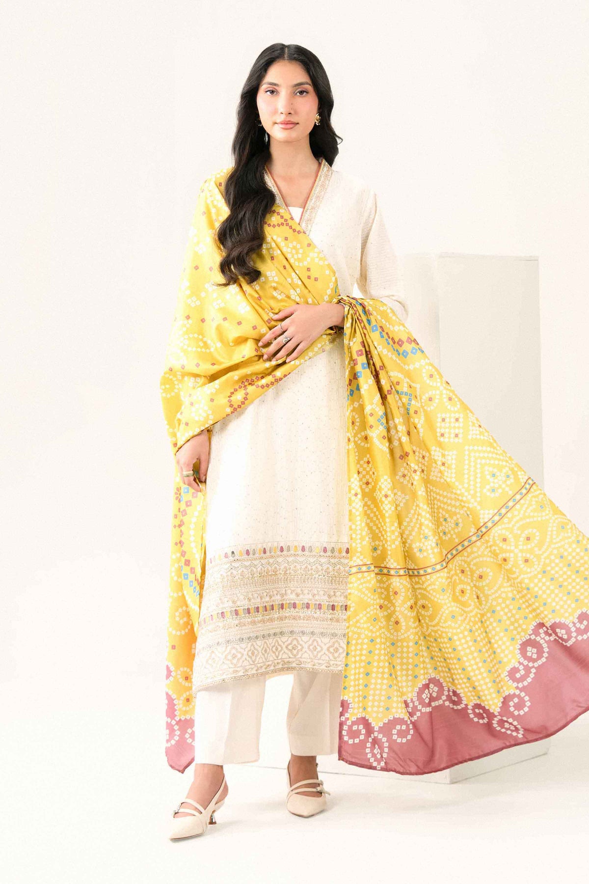 3 PIECE - Printed EMBROIDERED SUIT - PFE26-48