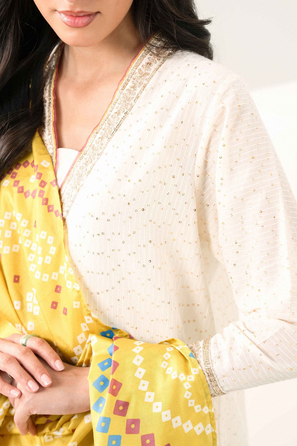 3 PIECE - Printed EMBROIDERED SUIT - PFE26-48
