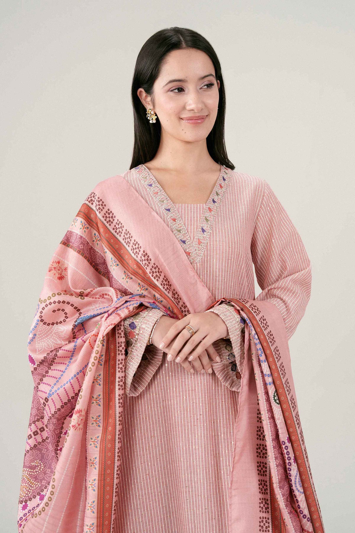 Pink 3 Piece - Embroidered Suit - PFE26-49