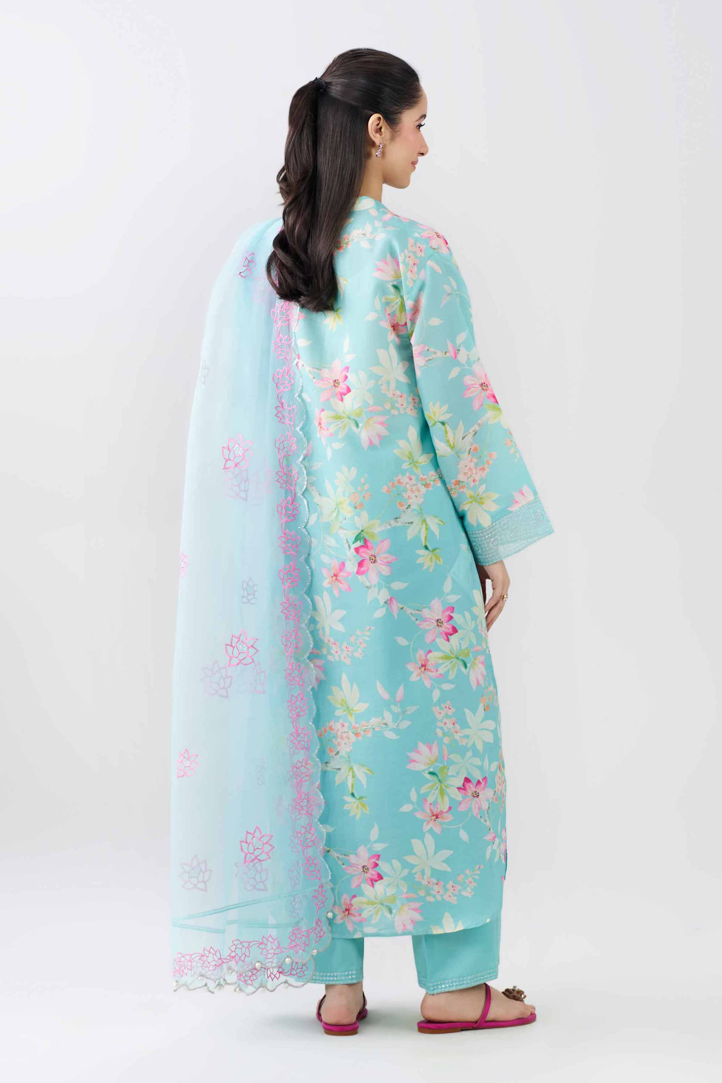 3 Piece - Printed Embroidered Suit - PFE26-59