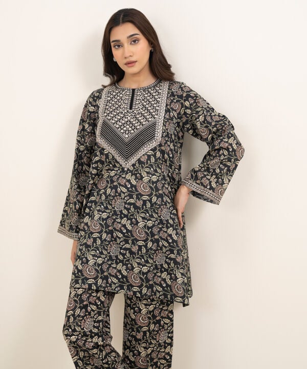2 Piece - Embroidered Dobby Suit