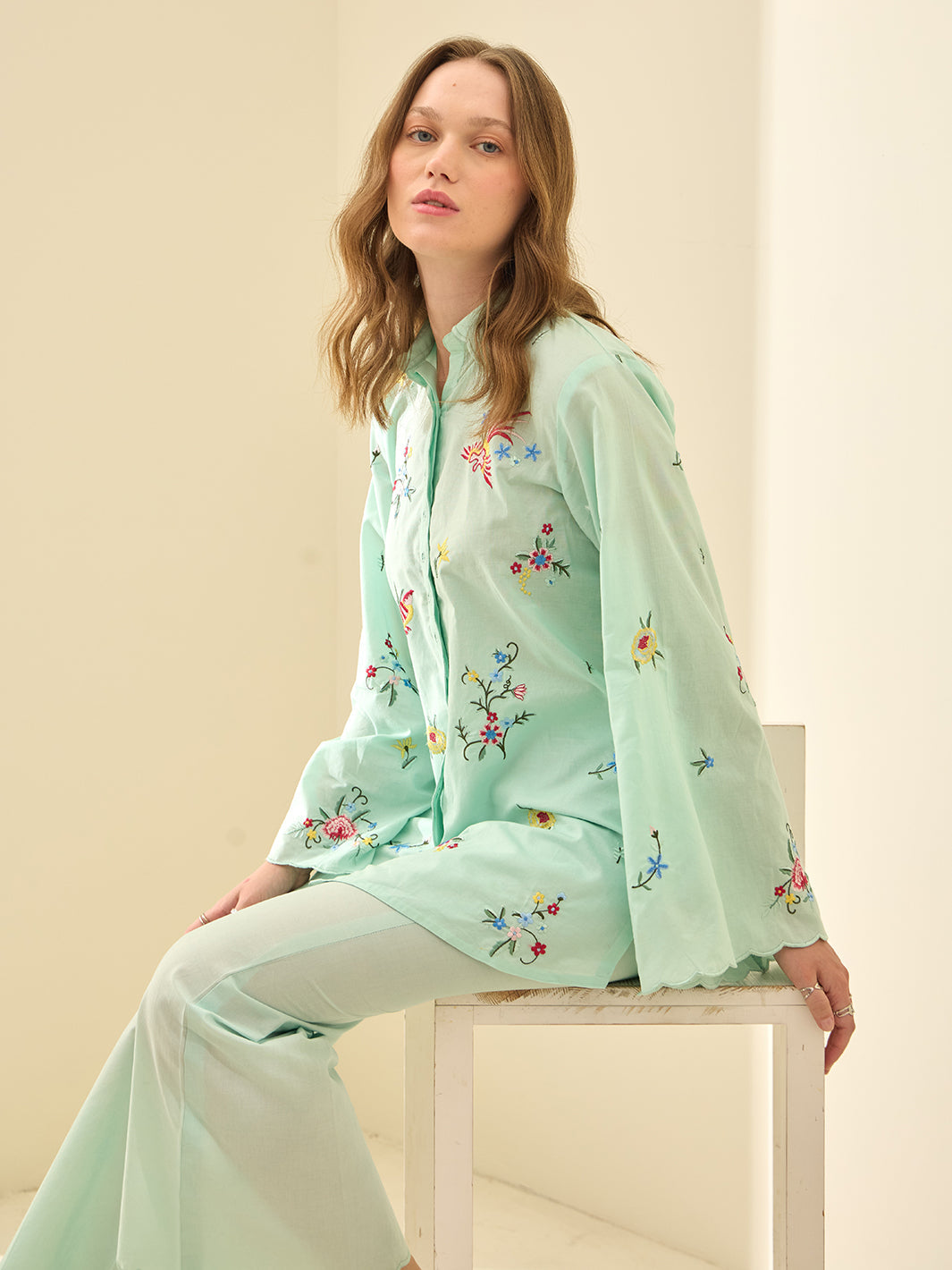 Silene - Embroidered 2Pc Co-ords Set  Cotton