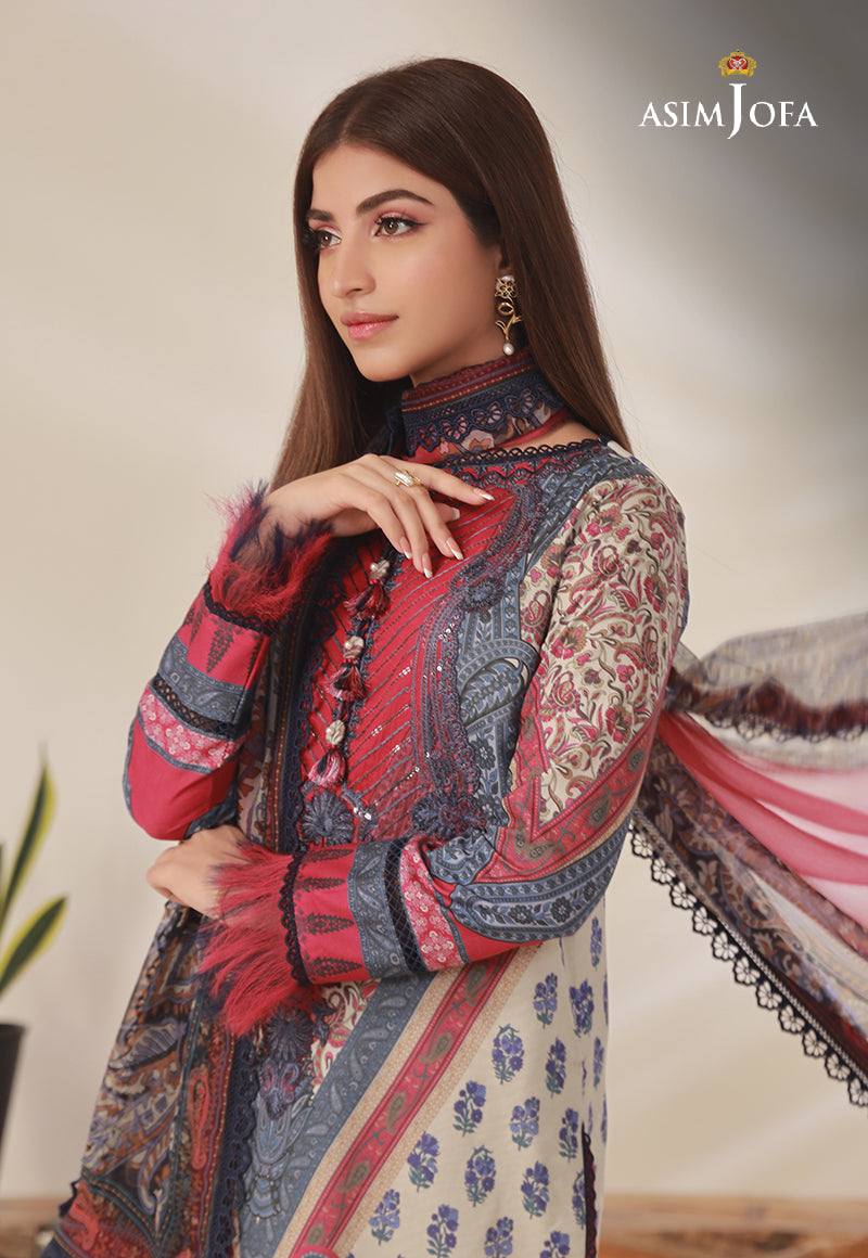 Ajbpd-14 Designers Stitched Printed Cambric 3 Pcs