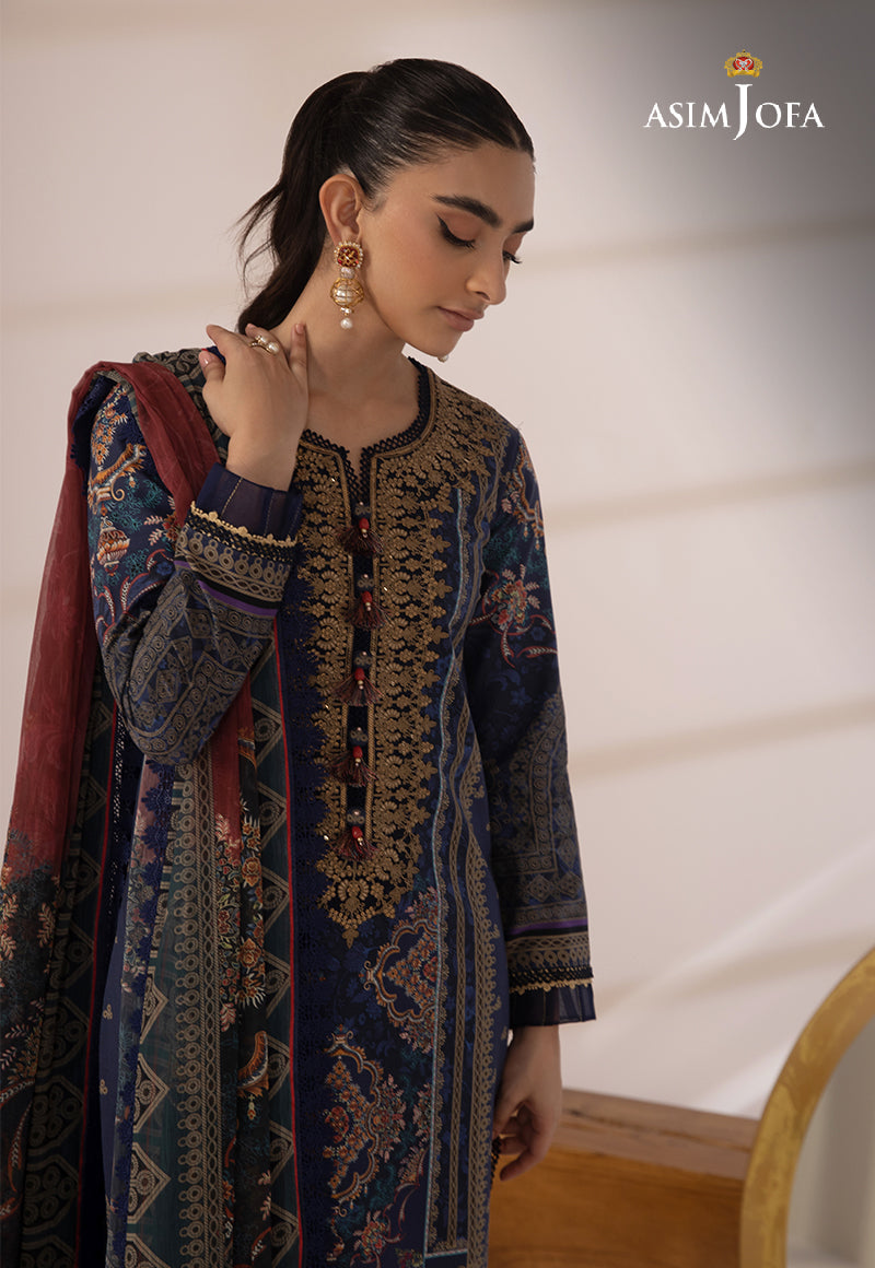 AJSO-316 Unstitched 3 Pcs Shirt Dupatta Trouser