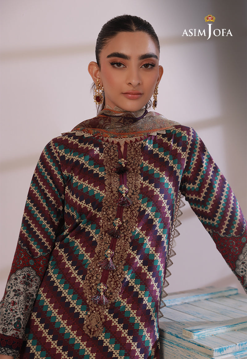 Ajbpd-22 Designers Stitched Embroidered Cambric 3 Pcs