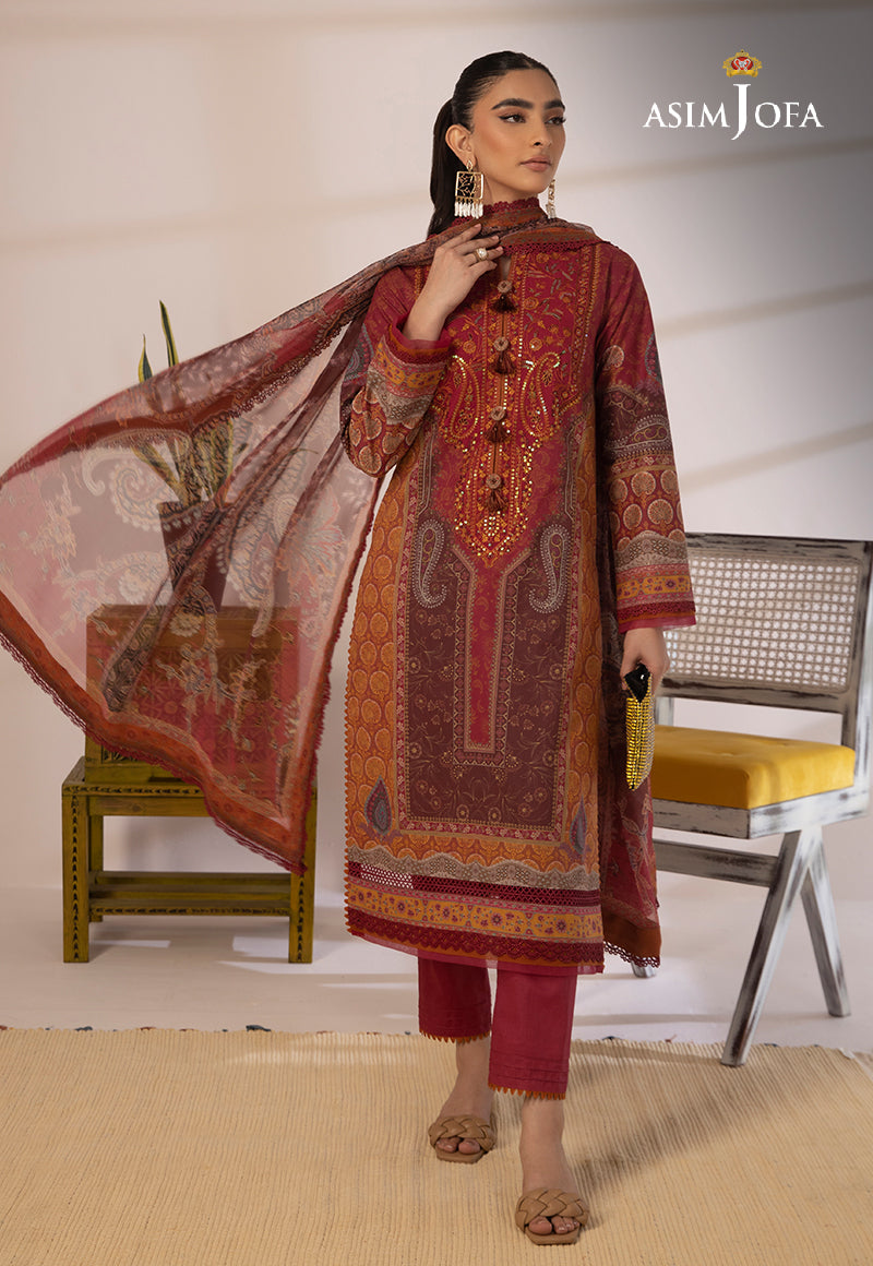 AJBPD-15 Designers Stitched EMBROIDERED CAMBRIC 3 PCS