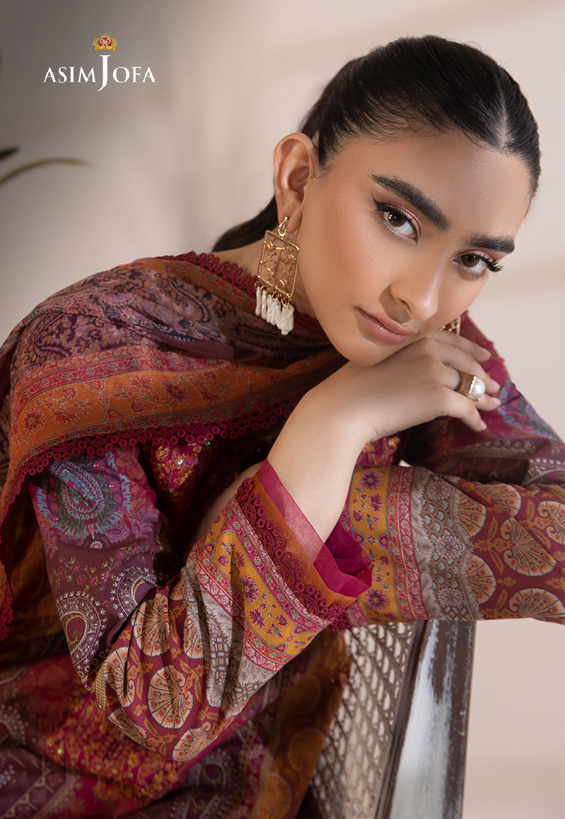 AJBPD-15 Designers Stitched EMBROIDERED CAMBRIC 3 PCS