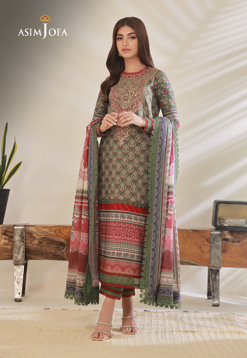 Ajbpd-08 Designers Embroidered Stitched 3 Pcs