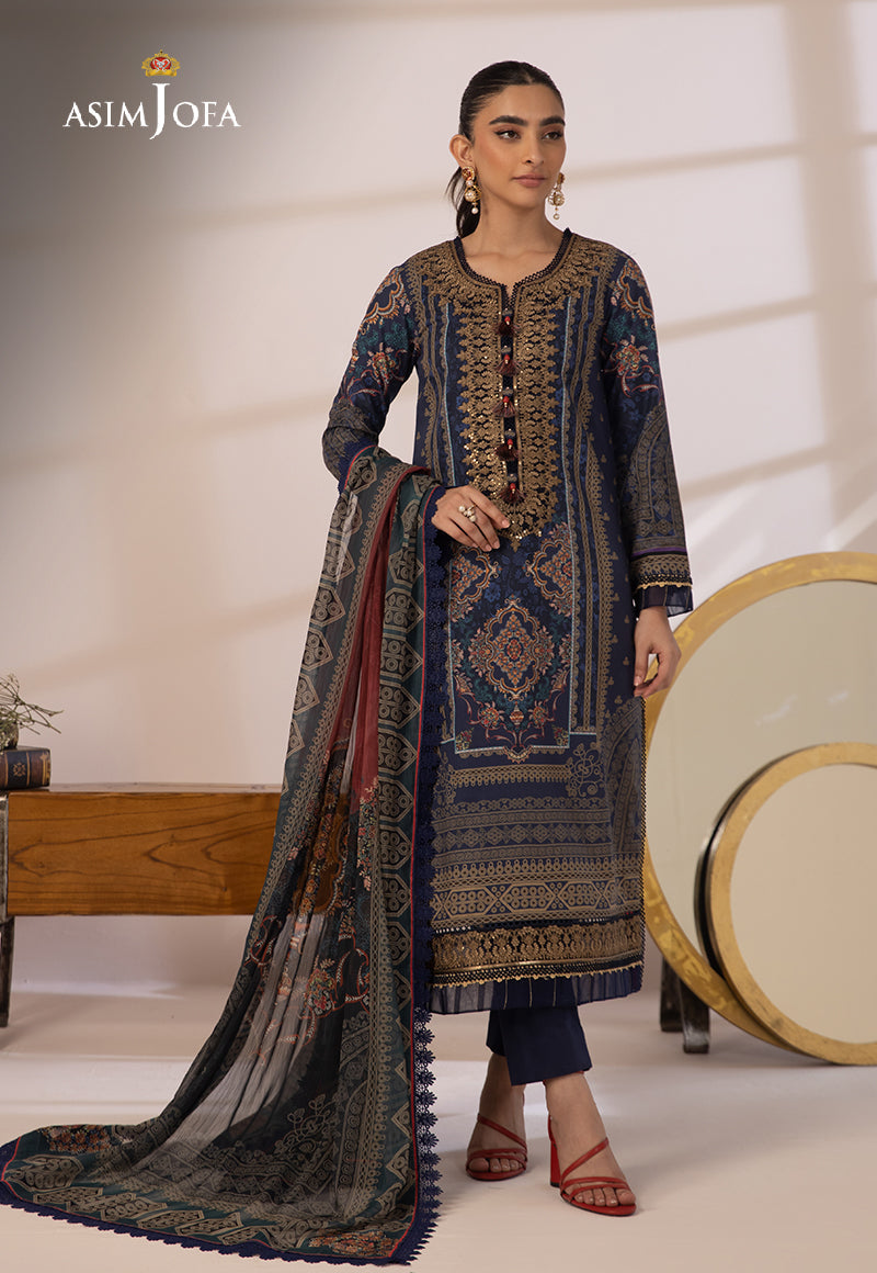AJSO-316 Unstitched 3 Pcs Shirt Dupatta Trouser
