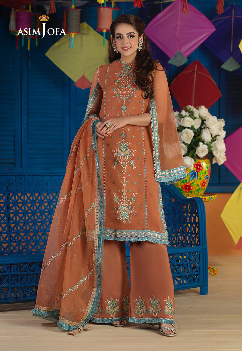 AJFC-64 EMBROIDERED ORGANZA 3 PCS