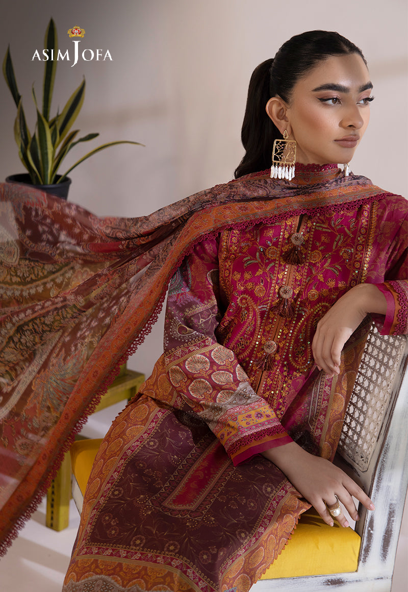 AJBPD-15 Designers Stitched EMBROIDERED CAMBRIC 3 PCS