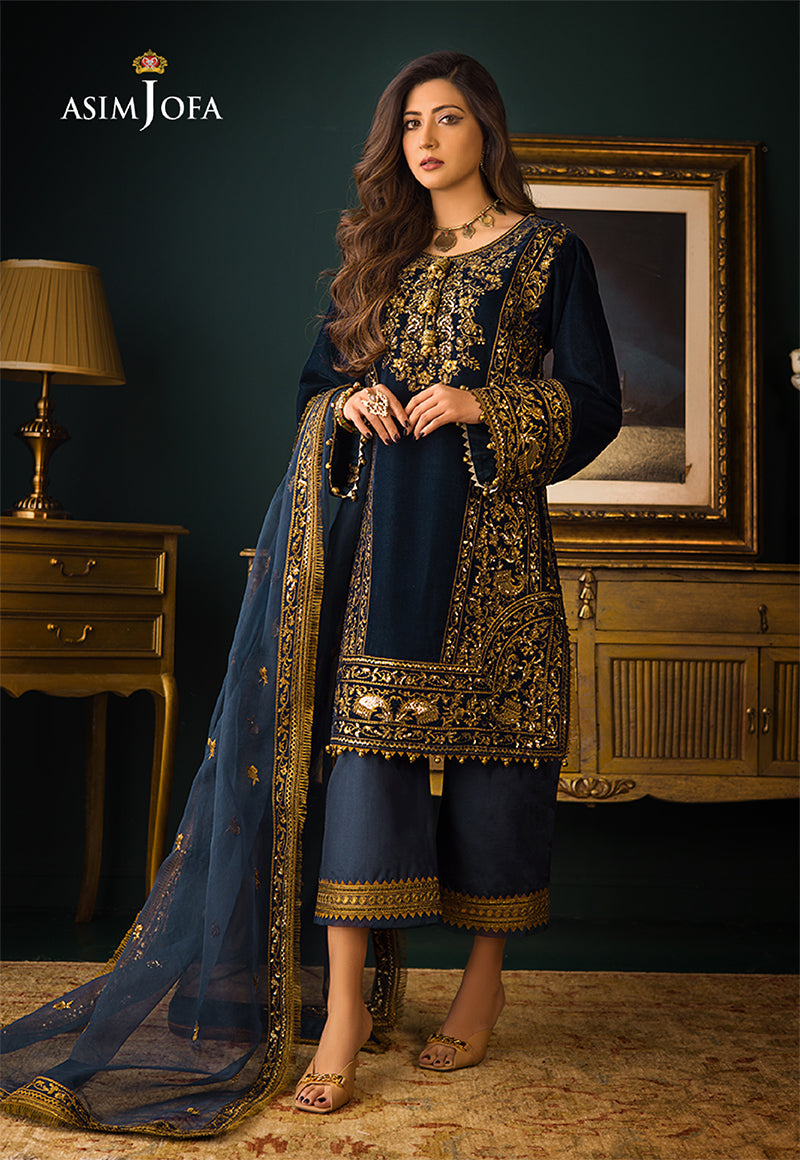 AJMR-09 EMBROIDERED VELVET 3 PCS