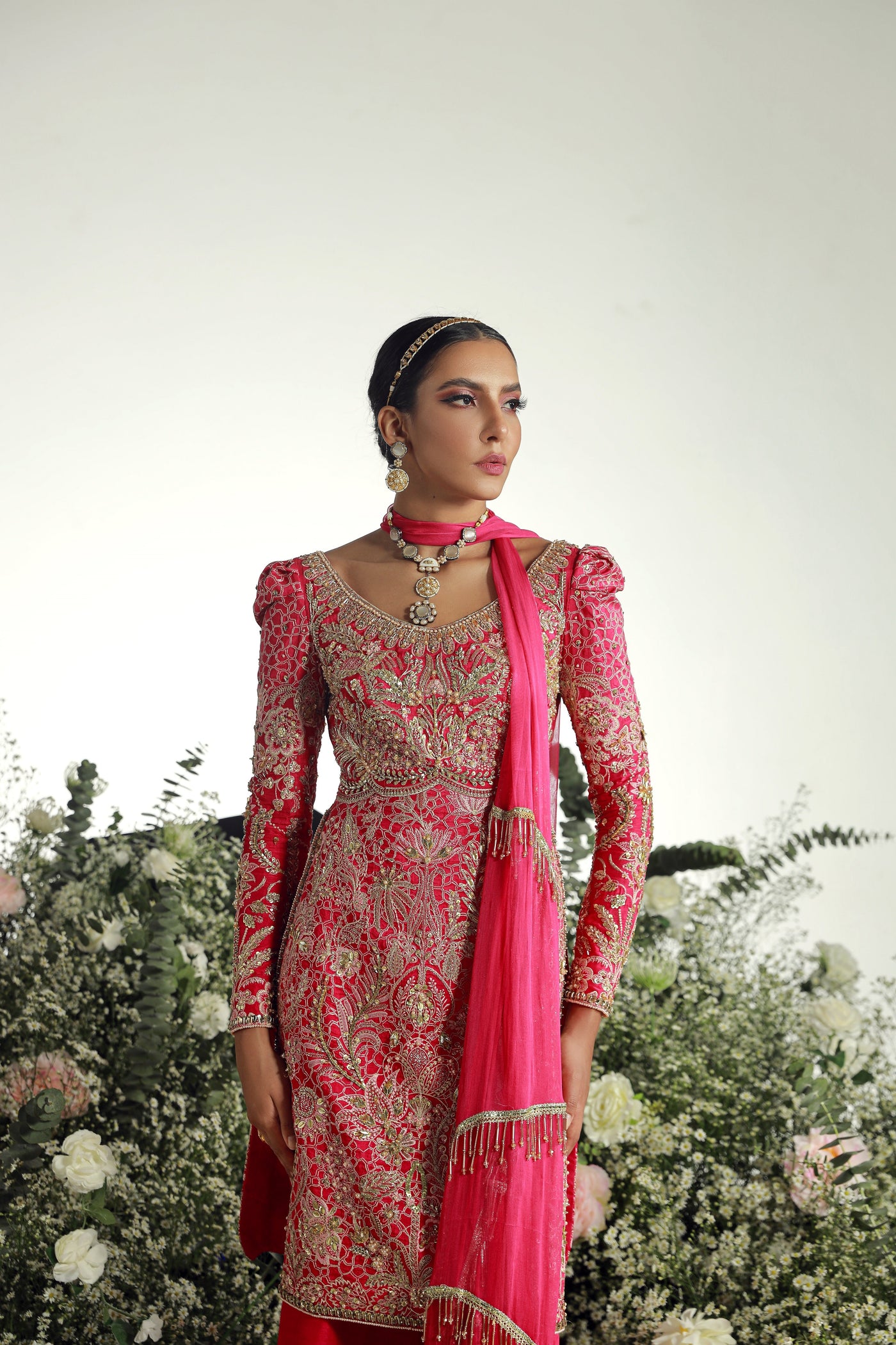 3 Piece Embroidered Raw Silk Suit