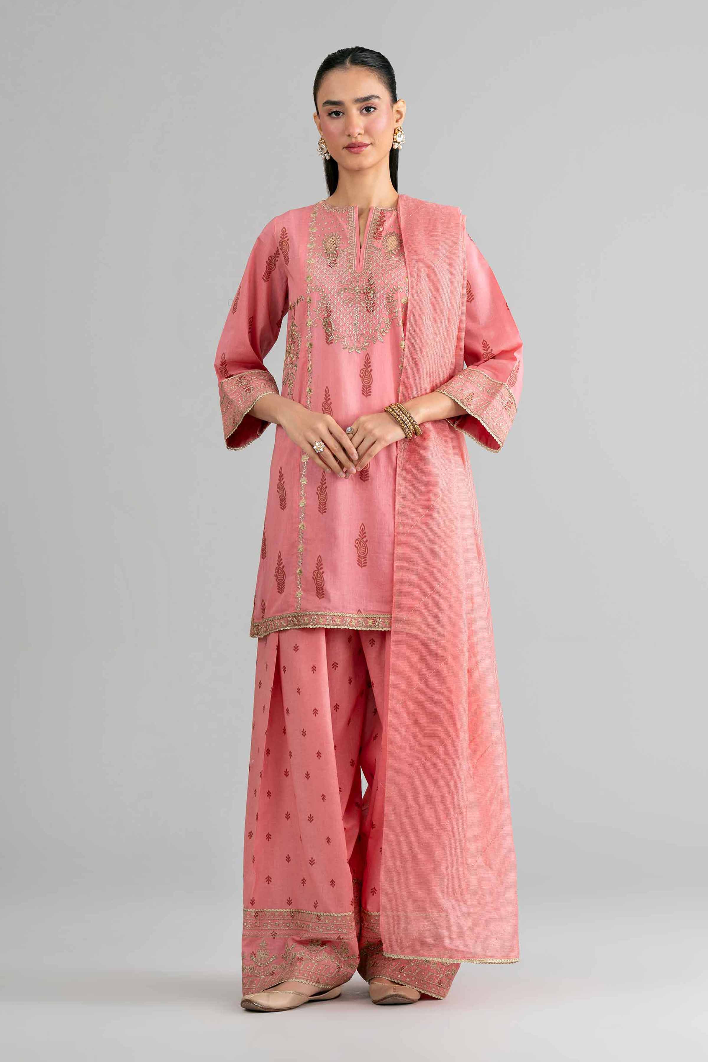 3 Piece - Printed Embroidered Suit - PMD26-42 M