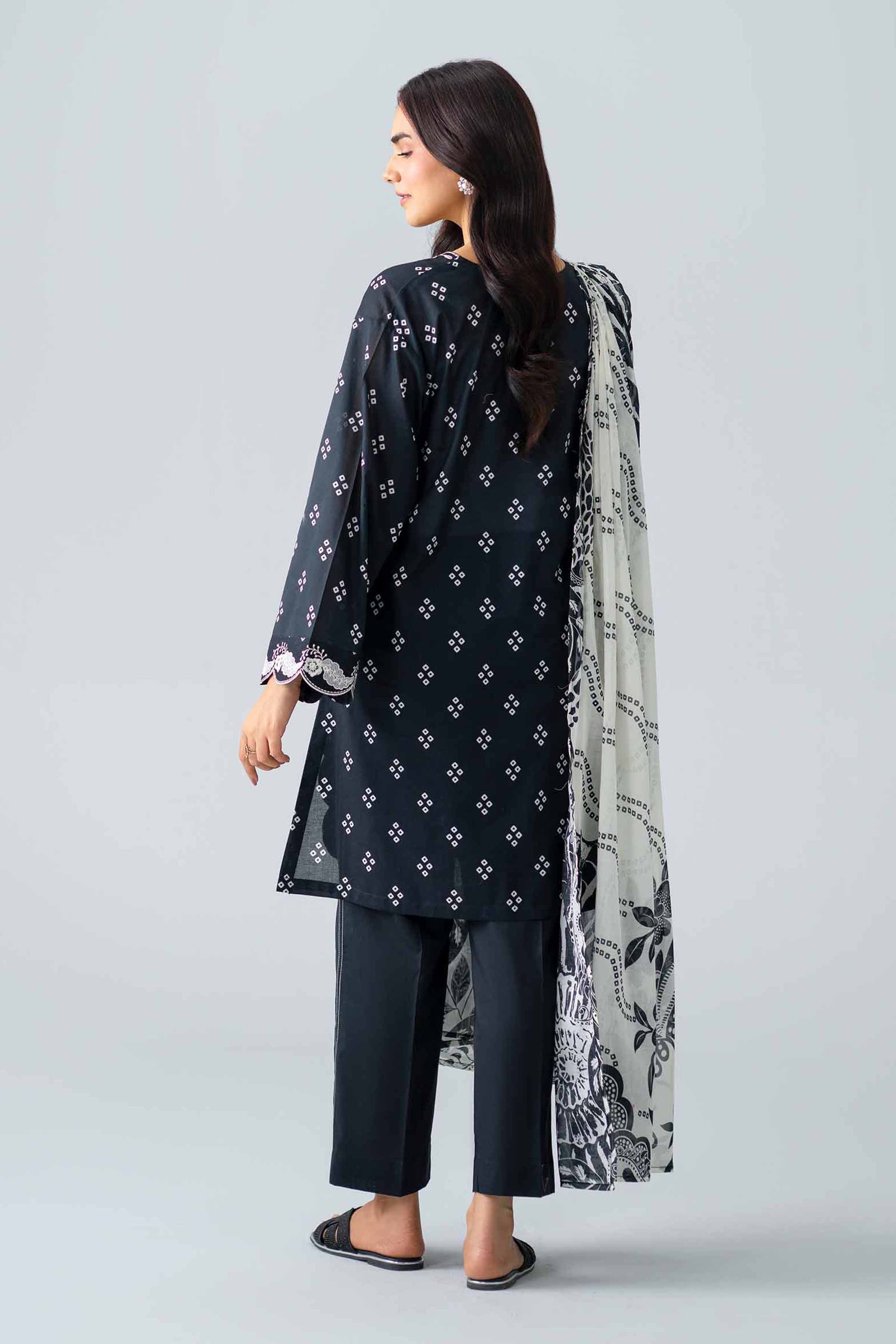 3 Piece - Printed Embroidered Suit - Pms26-06