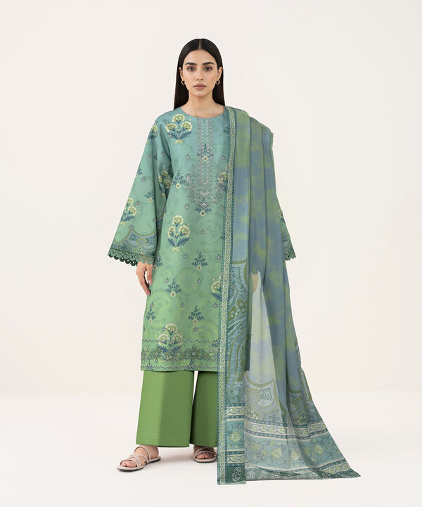 3 Piece - Digital Print Embroidered Fine Lawn Suit
