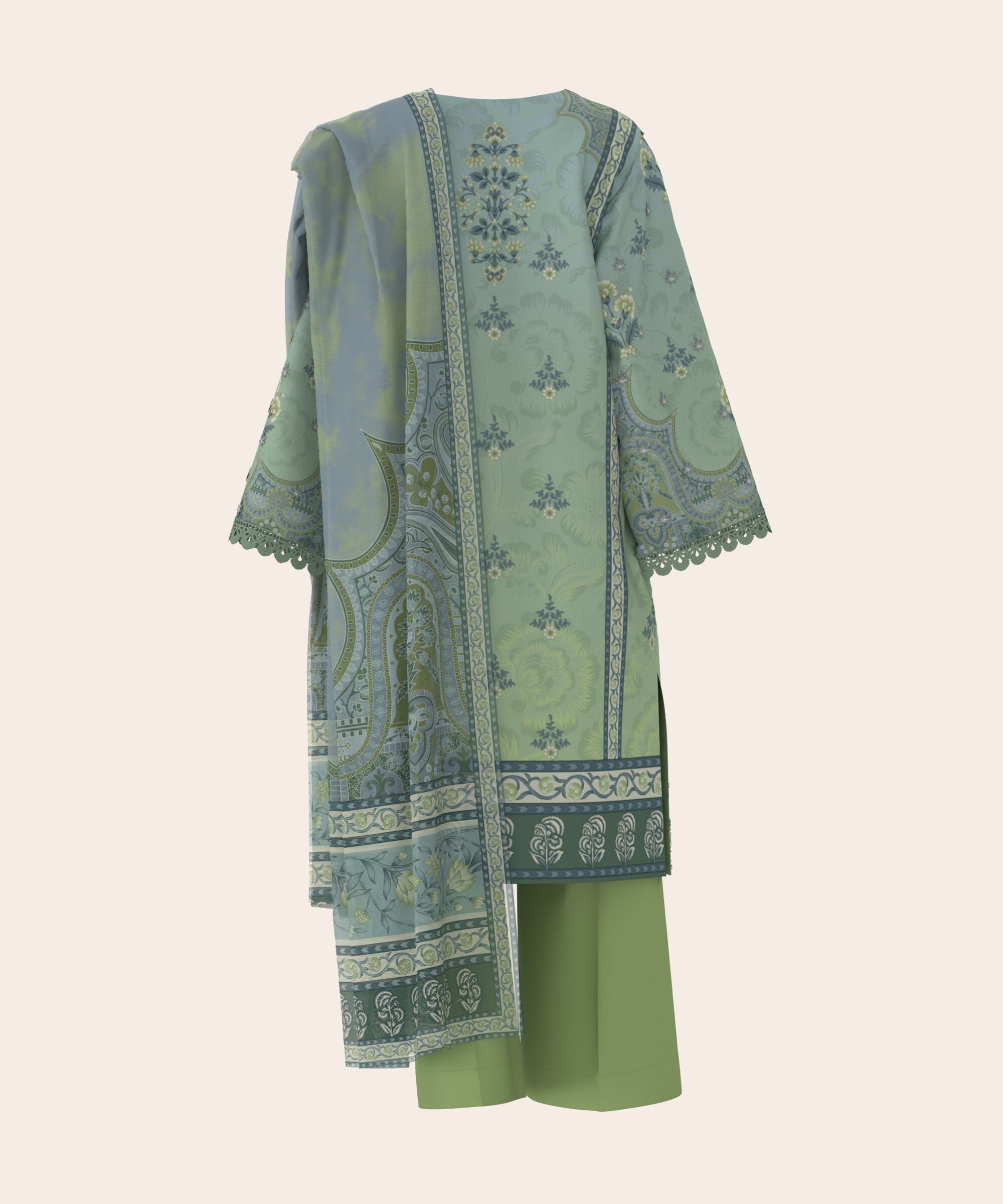 3 Piece - Digital Print Embroidered Fine Lawn Suit