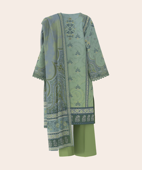 3 Piece - Digital Print Embroidered Fine Lawn Suit