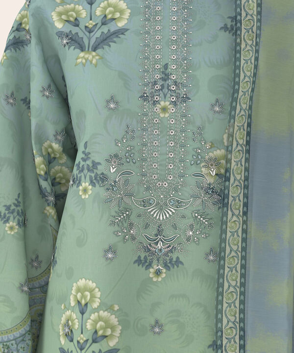 3 Piece - Digital Print Embroidered Fine Lawn Suit