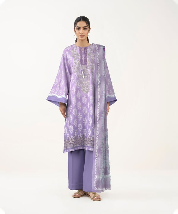 3 Piece - Digital Print Embroidered Fine Lawn Suit