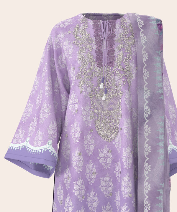 3 Piece - Digital Print Embroidered Fine Lawn Suit