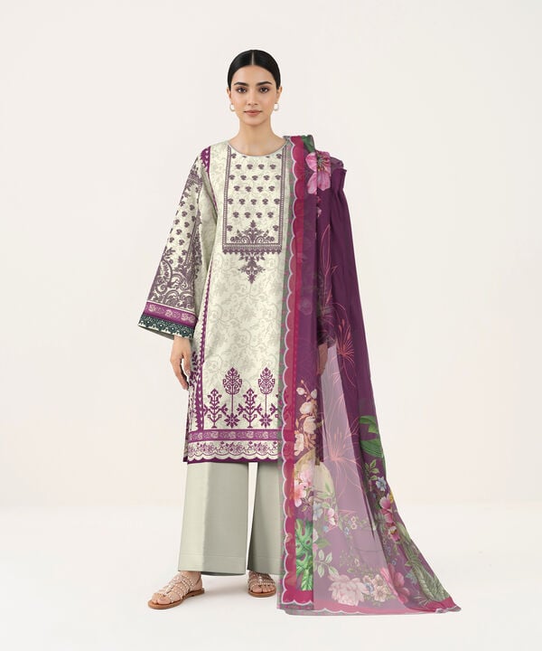 3 Piece - Digital Print Embroidered Fine Lawn Suit