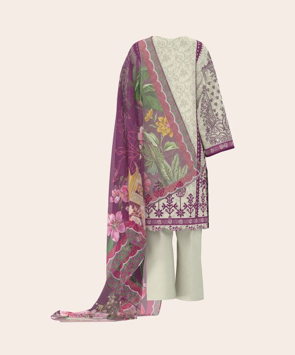 3 Piece - Digital Print Embroidered Fine Lawn Suit