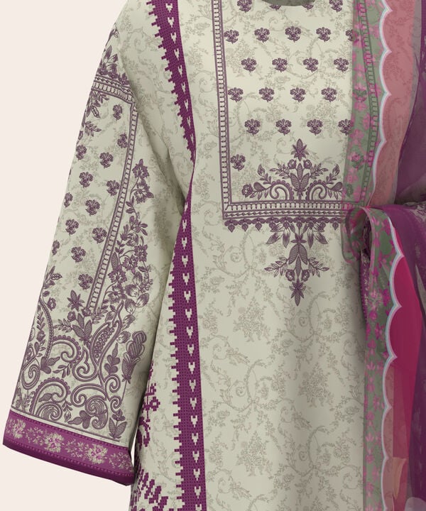 3 Piece - Digital Print Embroidered Fine Lawn Suit