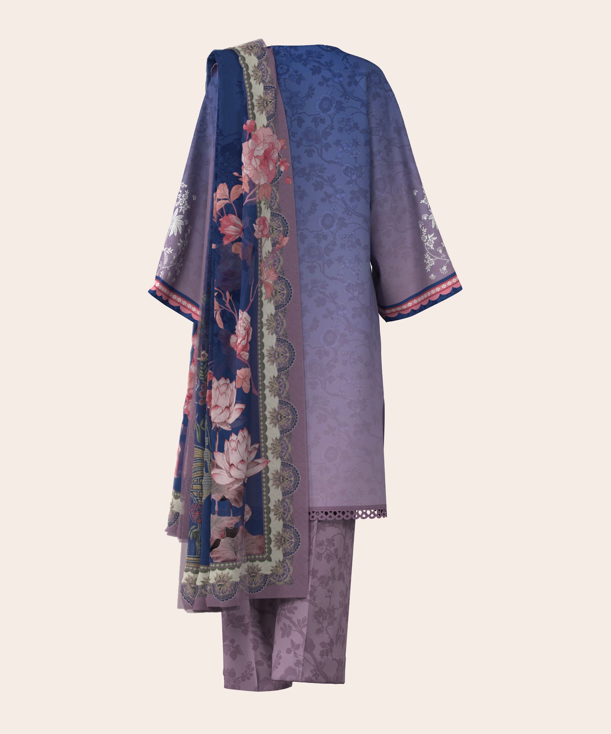 3 Piece - Digital Print Embroidered Fine Lawn Suit