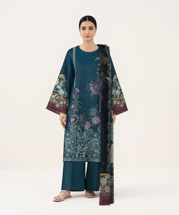 3 Piece - Digital Print Embroidered Fine Lawn Suit