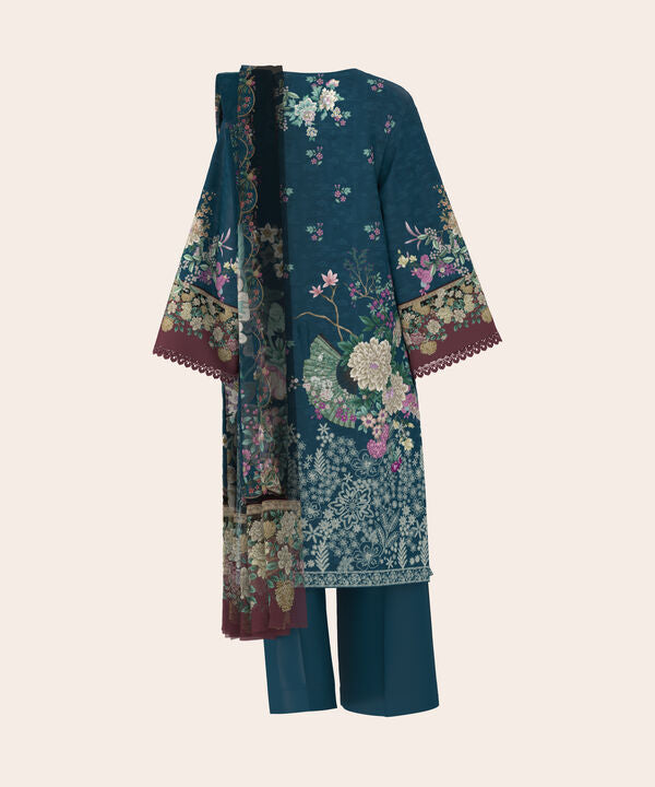 3 Piece - Digital Print Embroidered Fine Lawn Suit