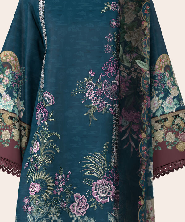 3 Piece - Digital Print Embroidered Fine Lawn Suit