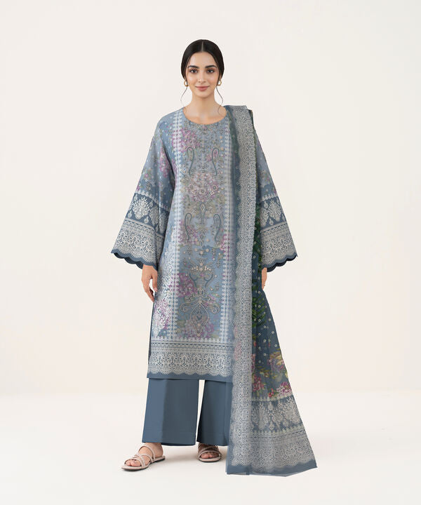 3 Piece - Digital Printed Embroidered Fine Lawn Suit