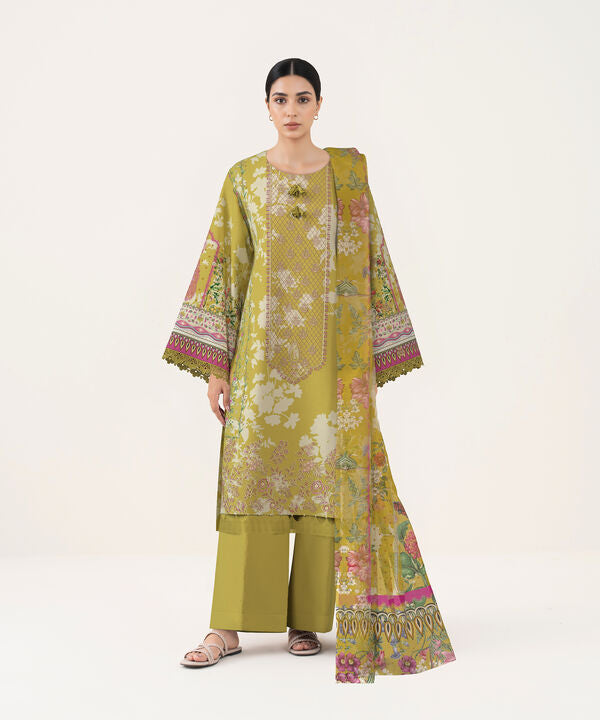 3 Piece - Digital Printed Embroidered Fine Lawn Suit