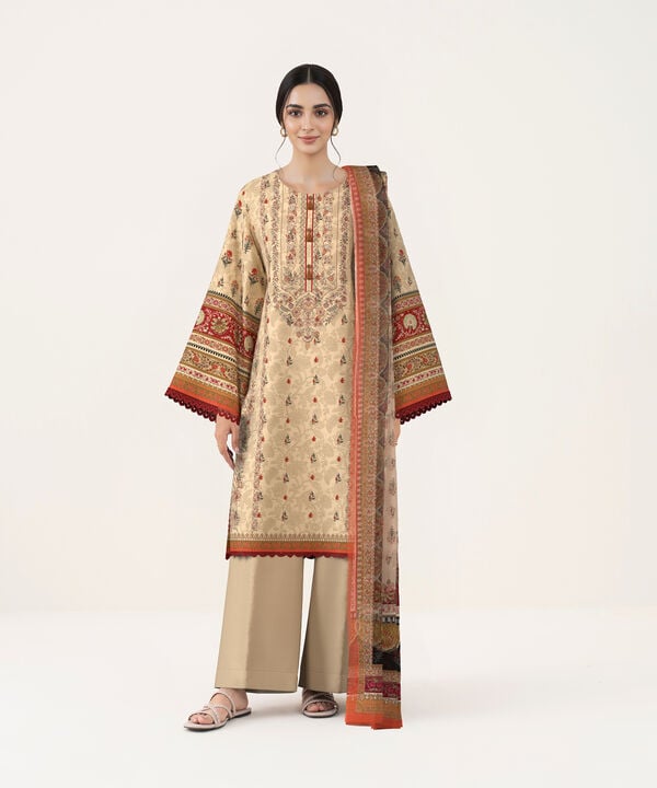 3 Piece - Digital Printed Embroidered Fine Lawn Suit