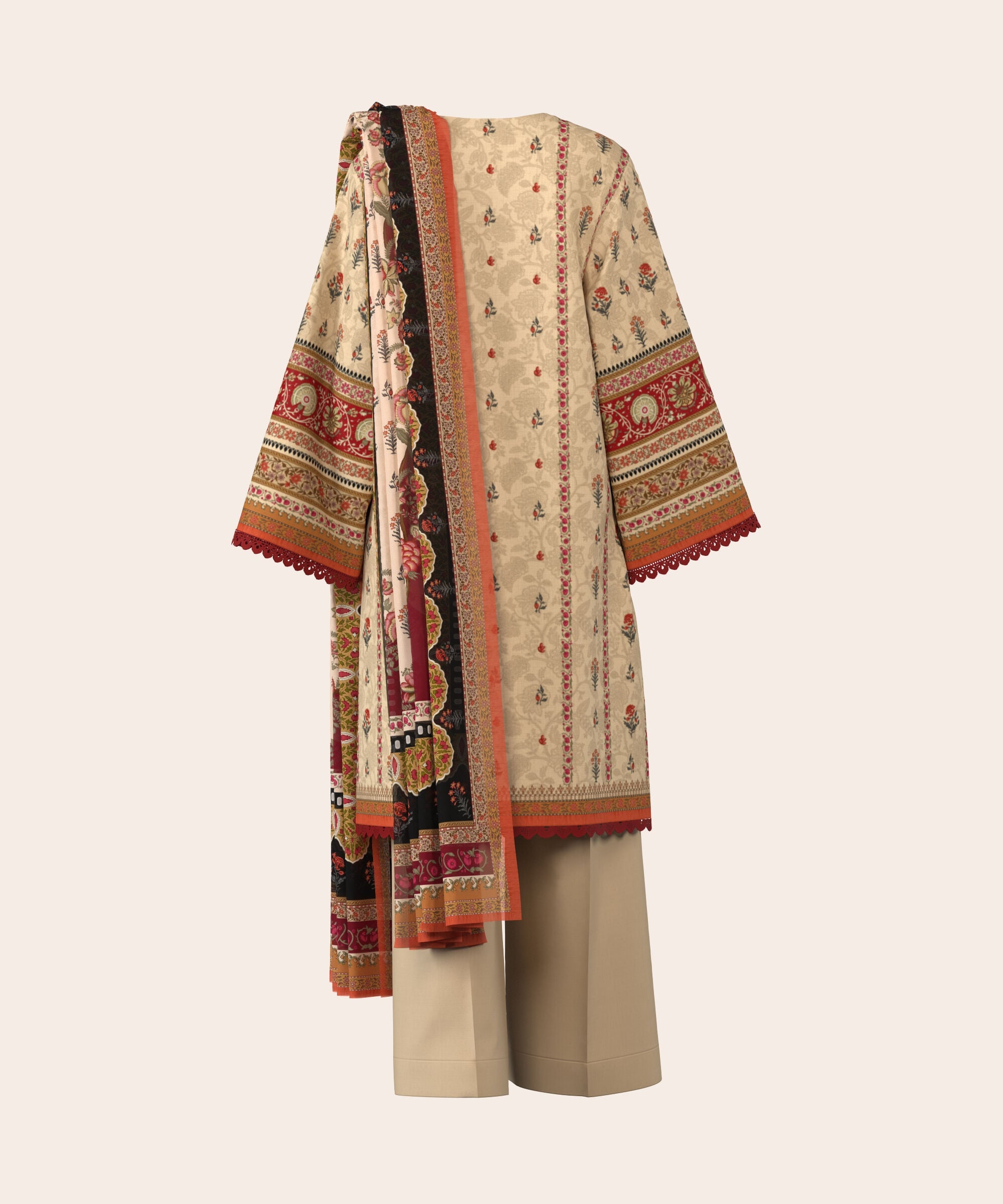 3 Piece - Digital Printed Embroidered Fine Lawn Suit