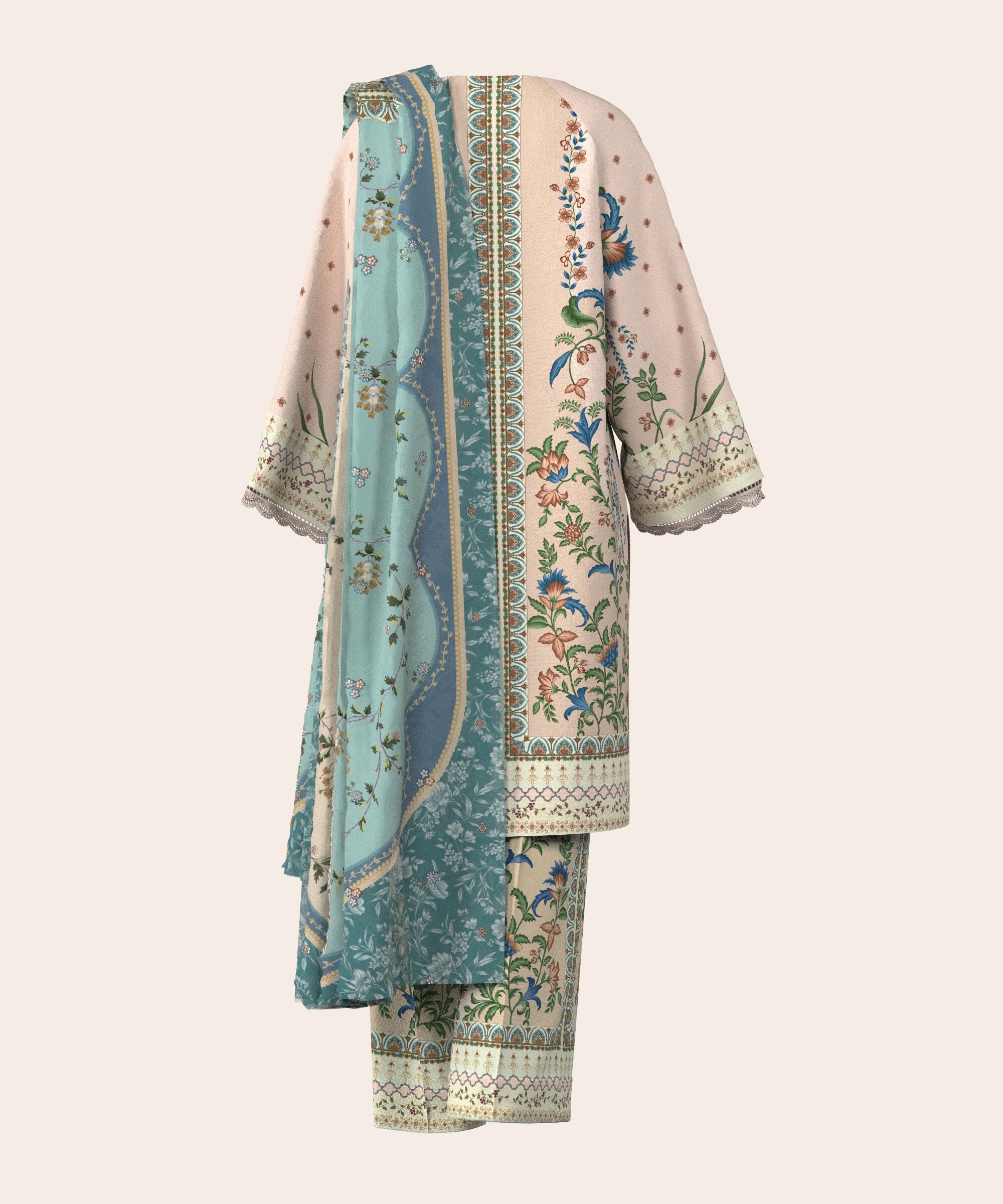 3 Piece - Digital Embroidered Fine Lawn Suit