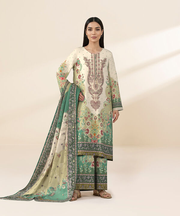 3 Piece - Digital Embroidered Fine Lawn Suit
