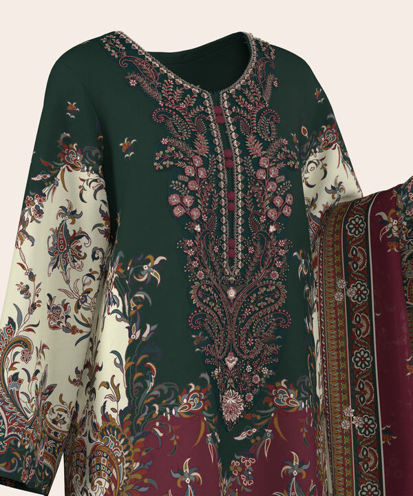 3 Piece - Digital Embroidered Fine Lawn Suit