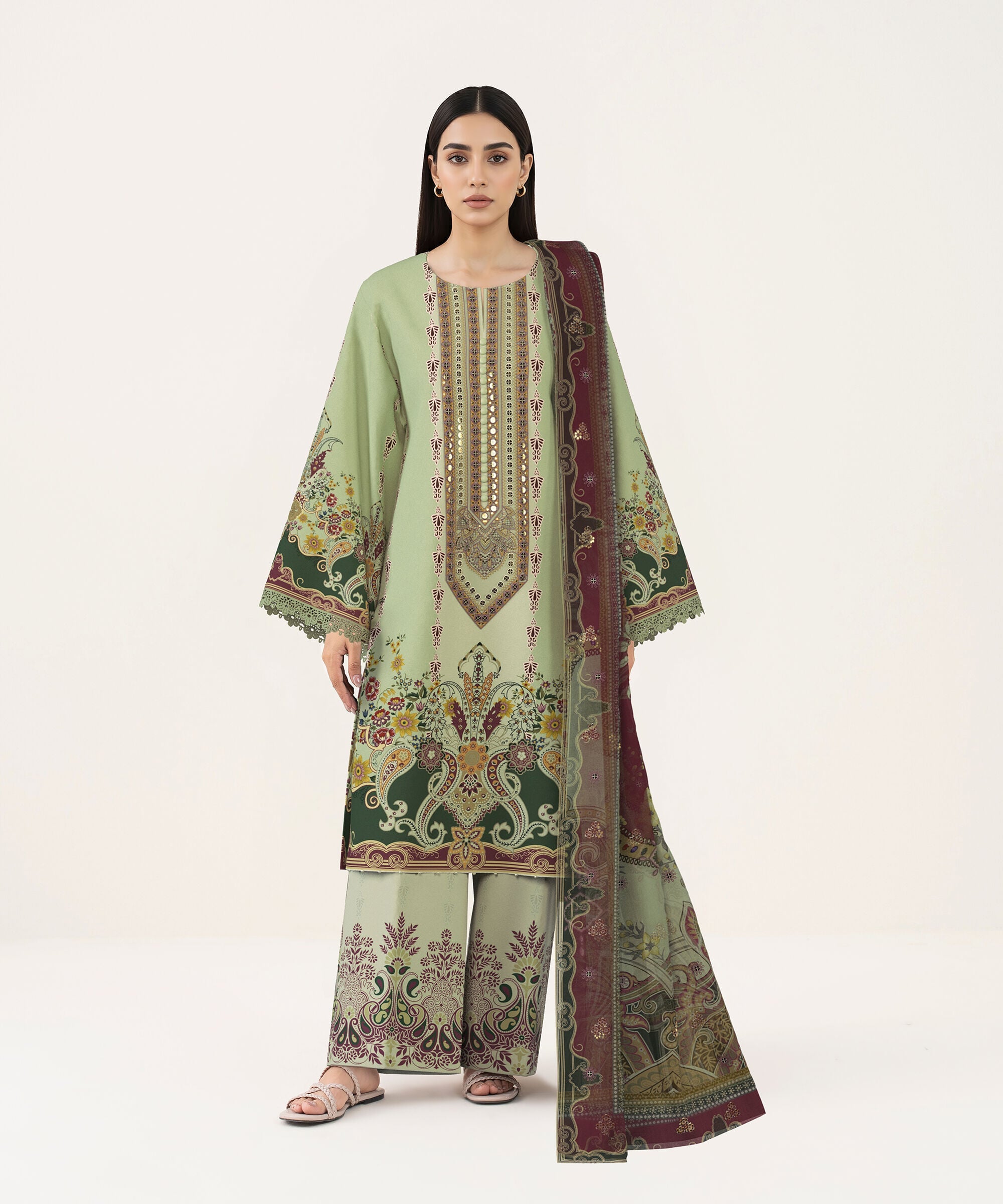 3 Piece - Digital Embroidered Fine Lawn Suit