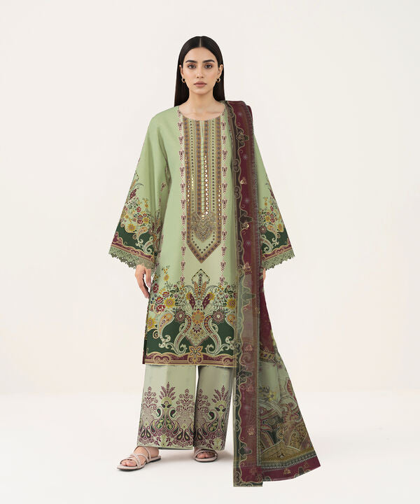 3 Piece - Digital Embroidered Fine Lawn Suit