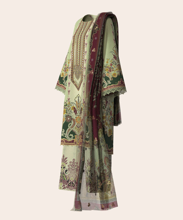 3 Piece - Digital Embroidered Fine Lawn Suit