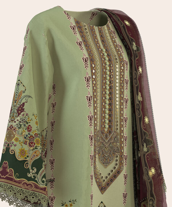 3 Piece - Digital Embroidered Fine Lawn Suit