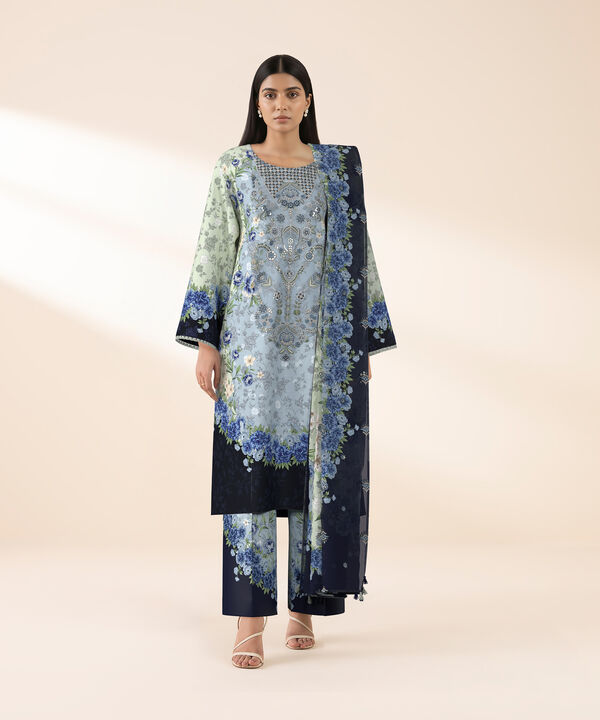 3 Piece - Digital Embroidered Fine Lawn Suit