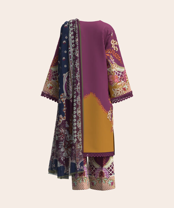 3 Piece - Digital Embroidered Fine Lawn Suit